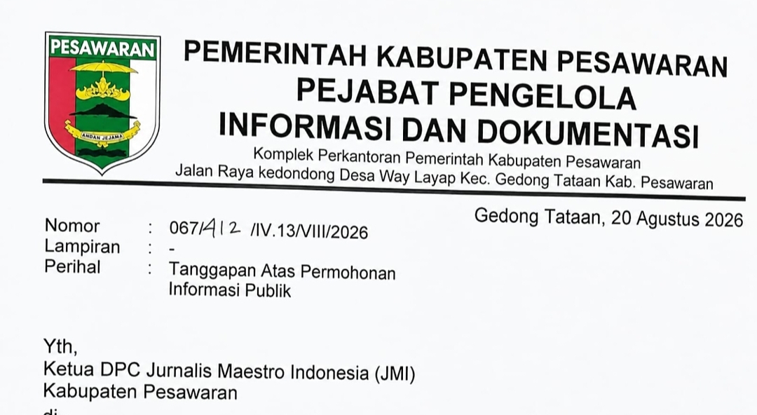 JMI Pesawaran Siapkan Surat Kedua, Soroti Belanja Sekda hingga Videotron Rp540 Juta