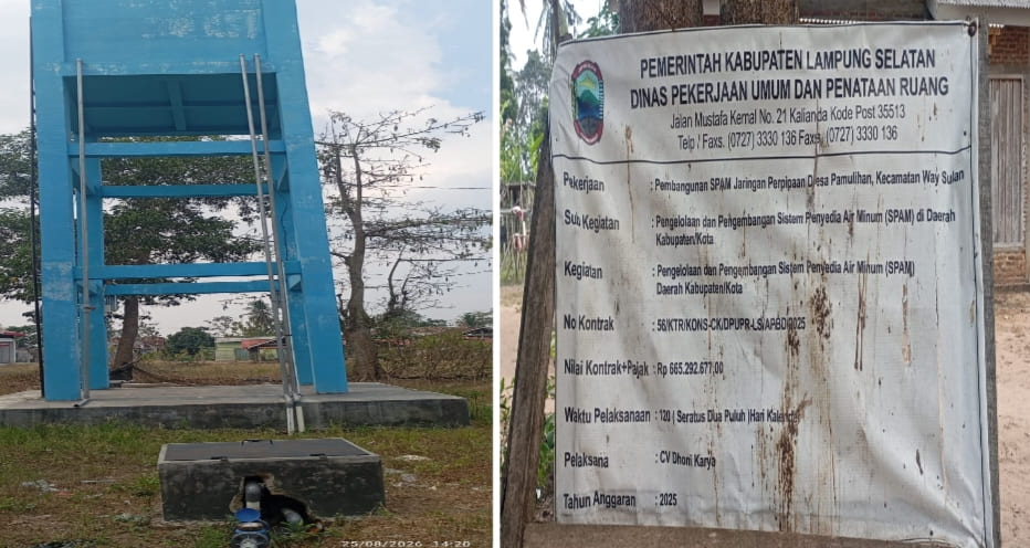 SPAM Rp665 Juta di Way Sulan Mangkrak, Warga Sebut Tak Berfungsi Sejak Rampung Dibangun