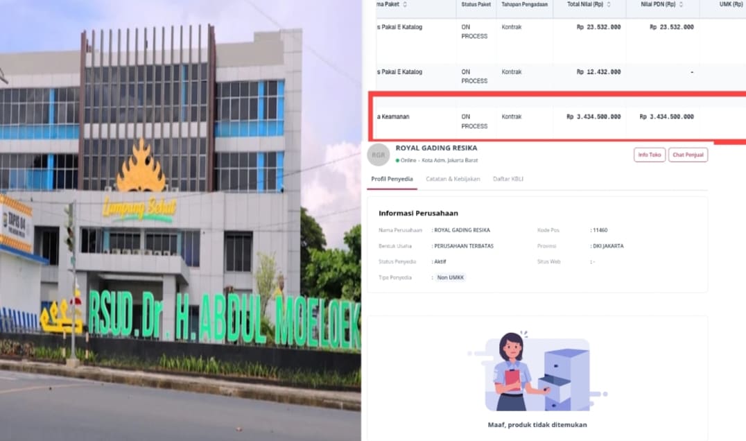 Bongkar Paket Satpam Rp3,4 Miliar RSUD Abdul Moeloek: Etalase E-Katalog Kosong, Dugaan Vendor Non-UMKK Dikondisikan