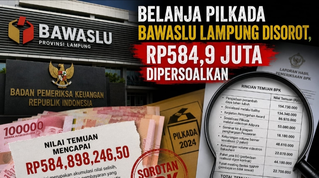 Temuan BPK Rp584,9 Juta di Bawaslu Lampung, Tiga Pejabat Kompak Bungkam