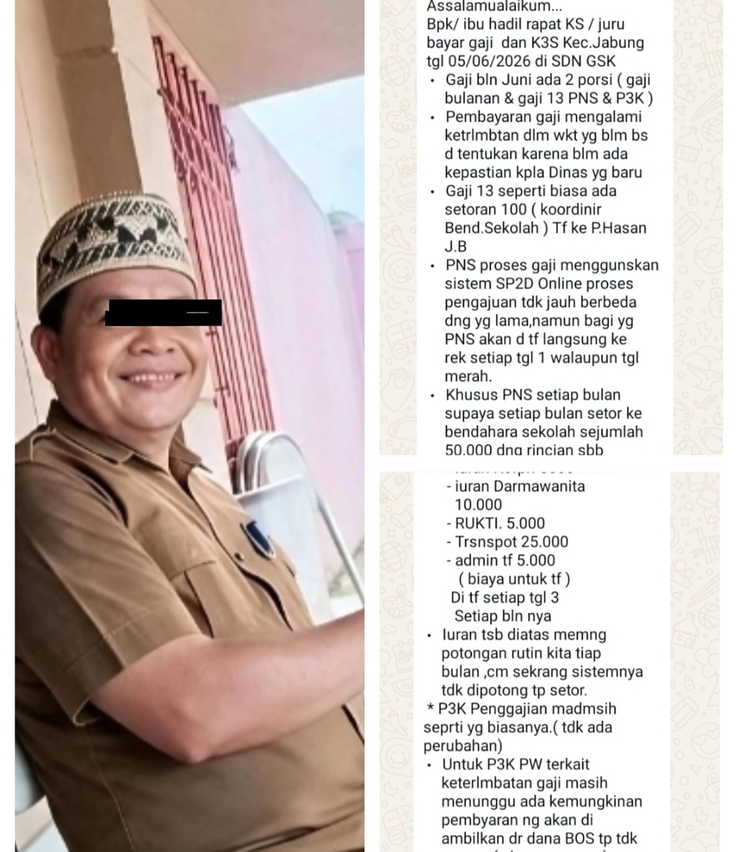 Diduga Ada Setoran Wajib dari Gaji Guru, Surat Edaran K3S SDN 1 Negara Batin Disorot