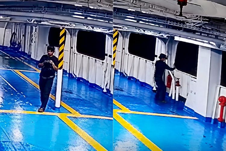 Terekam CCTV Gelisah Telepon Sebelum Melompat dari KMP Kirana, Warga Bandar Lampung Dicari Tim SAR