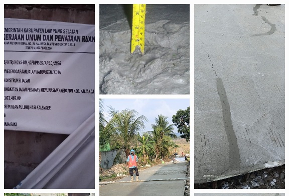 Proyek Jalan Dekat Rumdin Bupati Lamsel Dituding Asal Jadi, Warga Desak PUPR Putus Kontrak CV Anja Raya