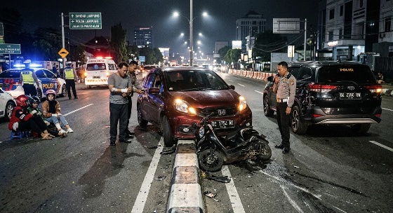 Tabrak Lari dan Seret Motor 2 Km, Mobil Oknum Polisi Pesawaran Hantam Kendaraan Anggota Polda Lampung
