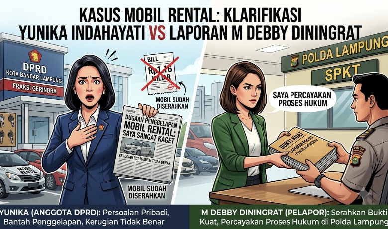 Tanggapi Bantahan Yunika, Pelapor M Debby Diningrat Percayakan Kasus Mobil Rental ke Polda Lampung