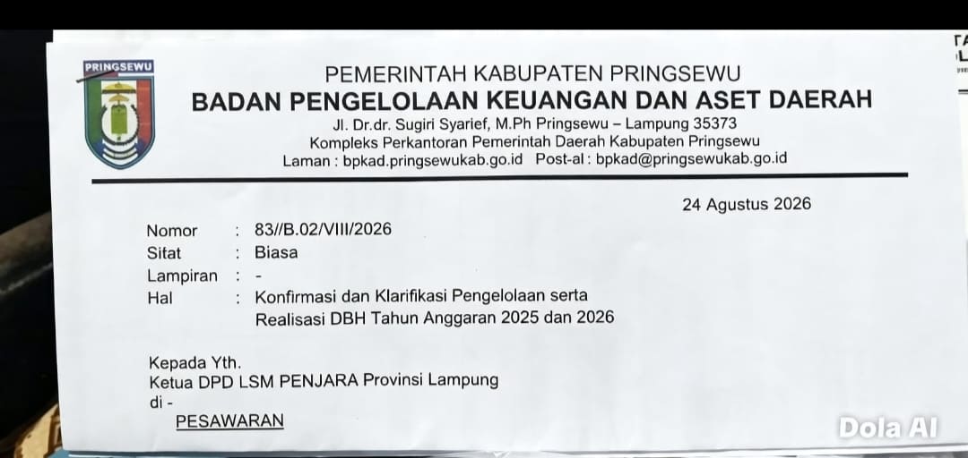 Jawaban BPKAD Dinilai Mengambang, Mahmuddin Ajukan Permohonan Informasi Publik ke PPID Pringsewu