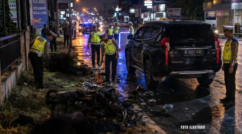 Aksi “Standing” Motor Berujung Maut, Dua Pemuda di Pringsewu Tewas Tabrak Pajero