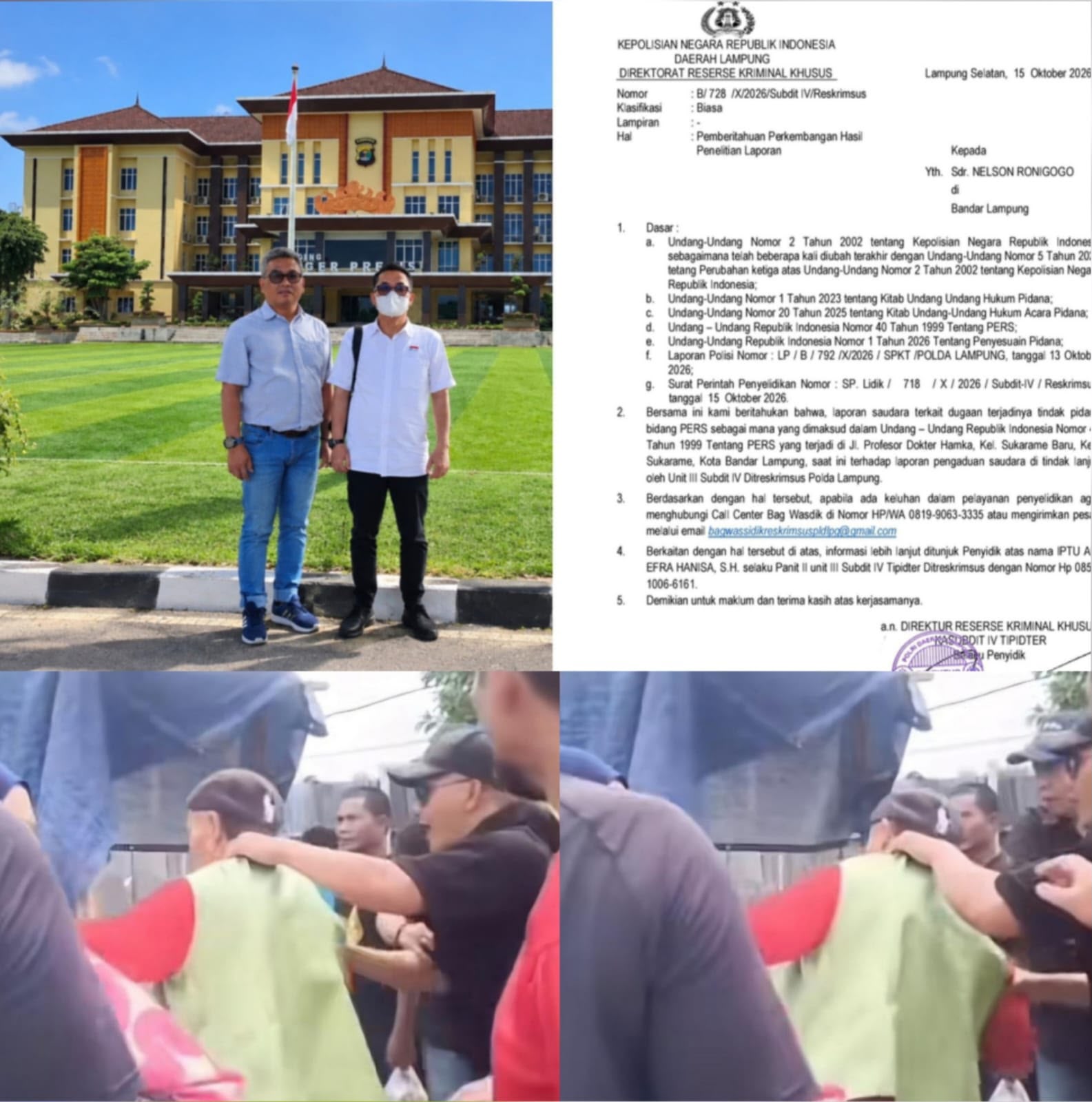 LSM Pro Rakyat Apresiasi Polda Lampung Tindaklanjuti Laporan Wartawan Nelson