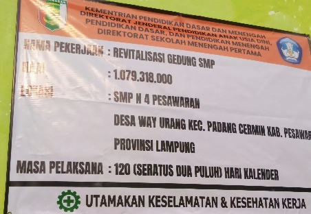 Dugaan Kejanggalan Revitalisasi SMPN 4 Pesawaran: Pengelolaan Dana Rp1 Miliar dan Mekanisme Swakelola Dipertanyakan