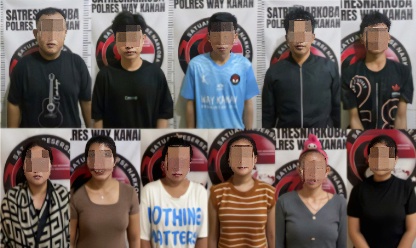 Asyik Pesta Narkoba di Kafe Remang-Remang Blambangan Umpu, 11 Orang Diciduk Polres Way Kanan