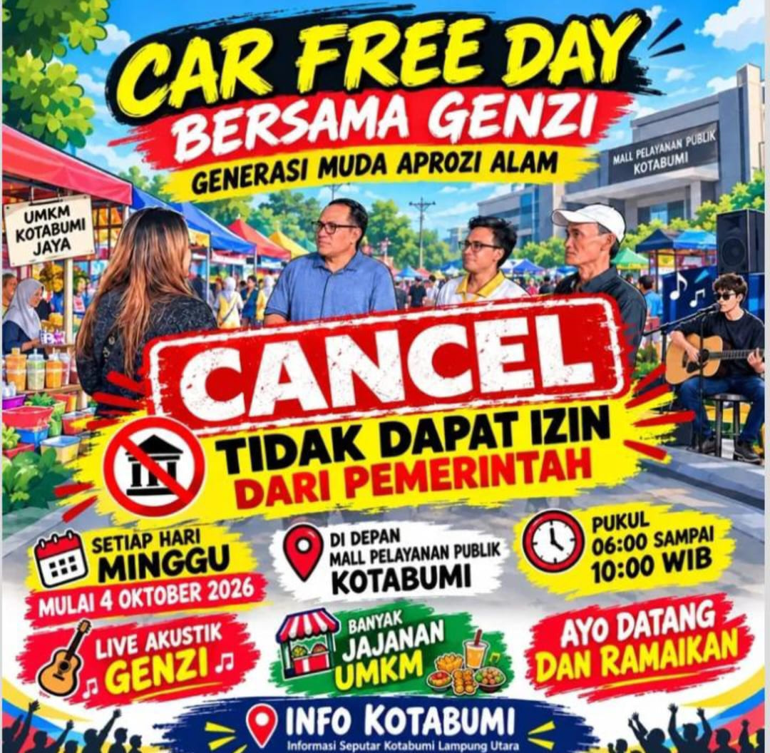 Car Free Day Gen Zi Ditunda, Perizinan Masih Menunggu Koordinasi Pemkab Lampung Utara