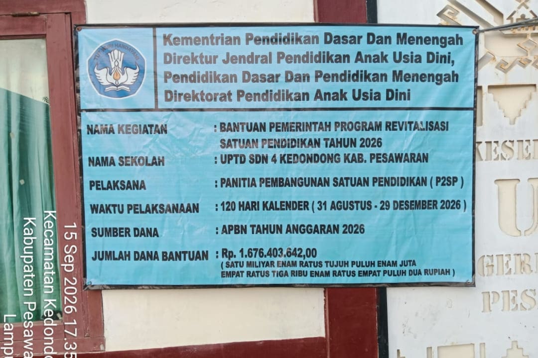LSM Penjara Segera Surati BPK Lampung, Minta Audit Revitalisasi SMPN 4 Pesawaran