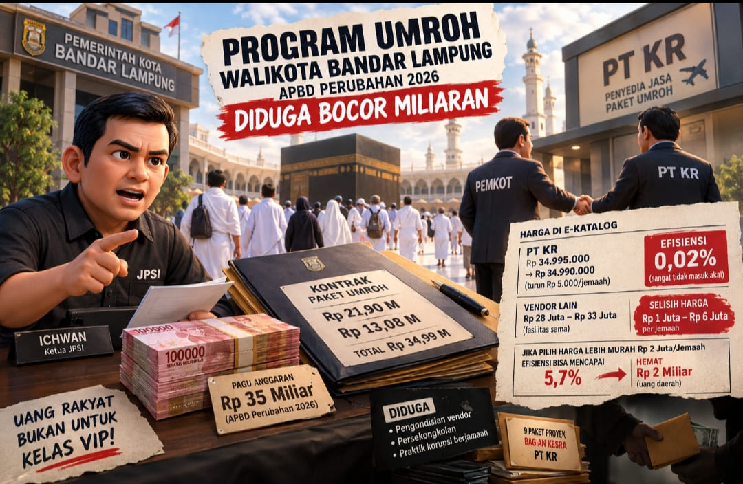 Program Umrah Pemkot Bandar Lampung Rp35 Miliar Disorot, JPSI Duga Ada Potensi Pemborosan