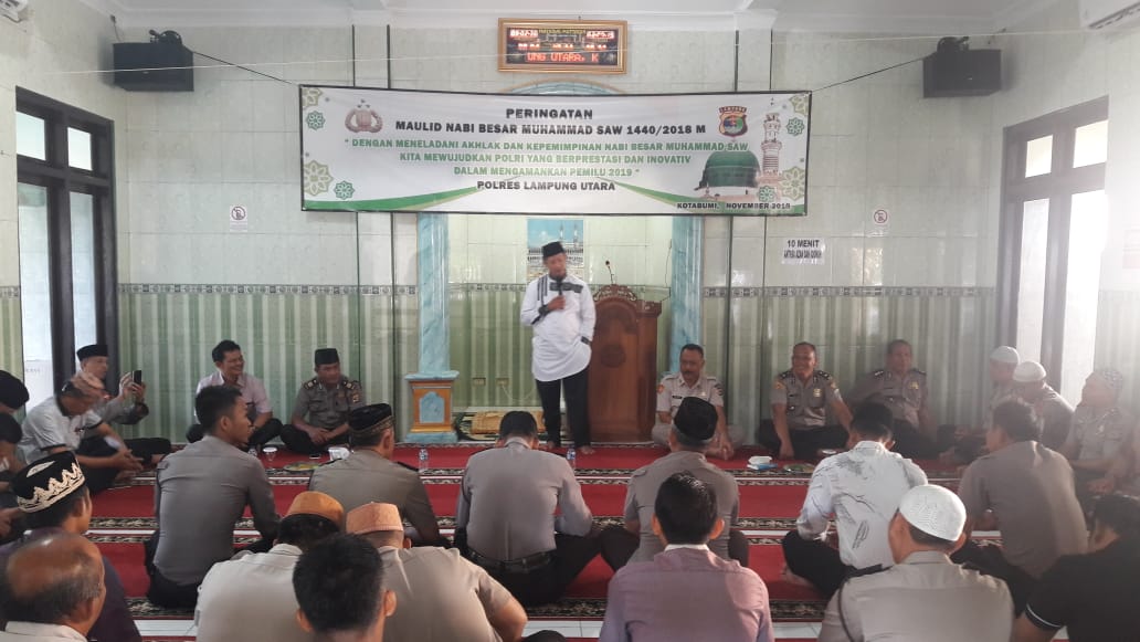 Teladani Kepemimpinan Rasullullah, Polres Lampura Peringati Maulid Nabi Muhammad SAW 1440 H