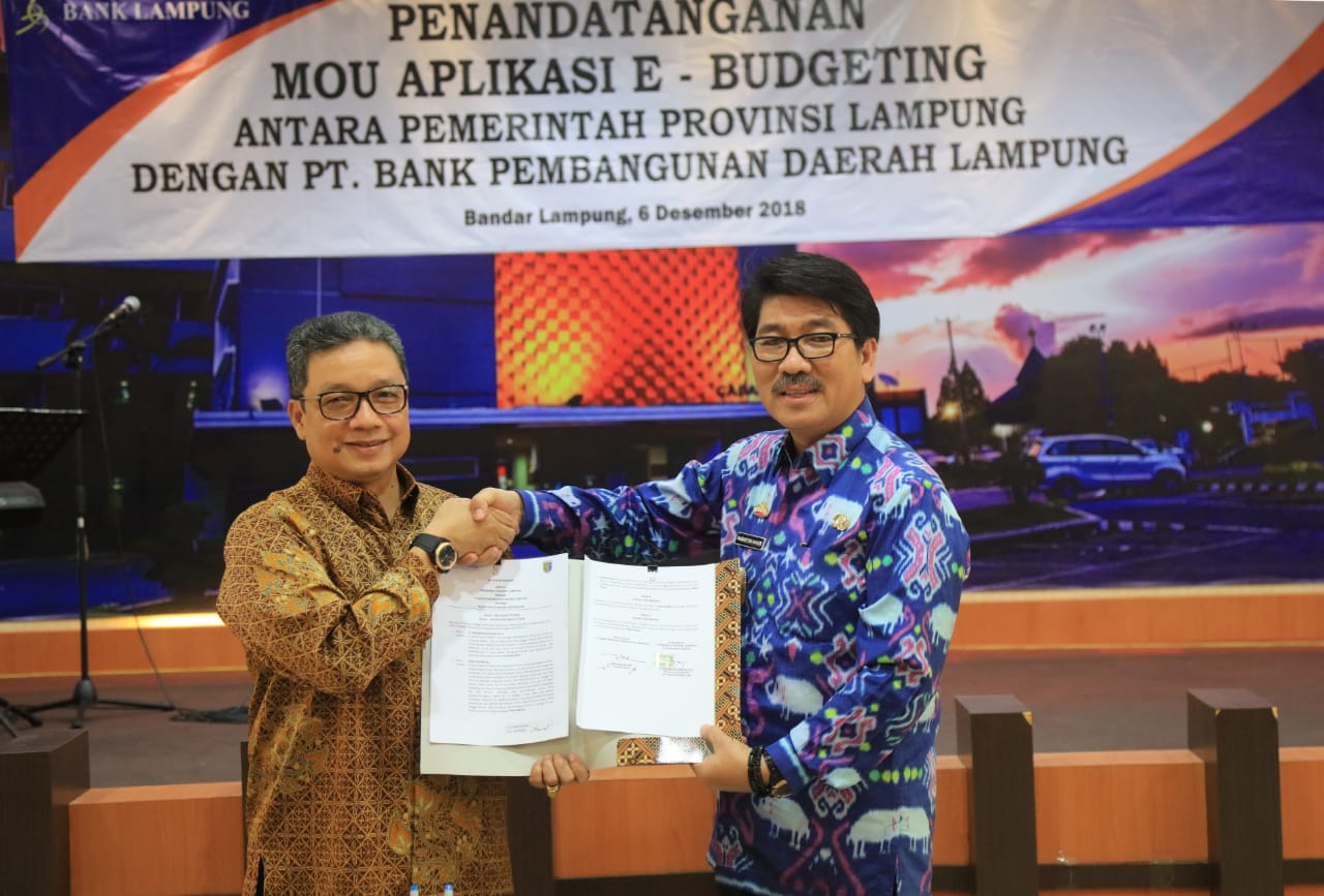 Pemprov Teken MoU E-Budgeting dengan Bank Lampung