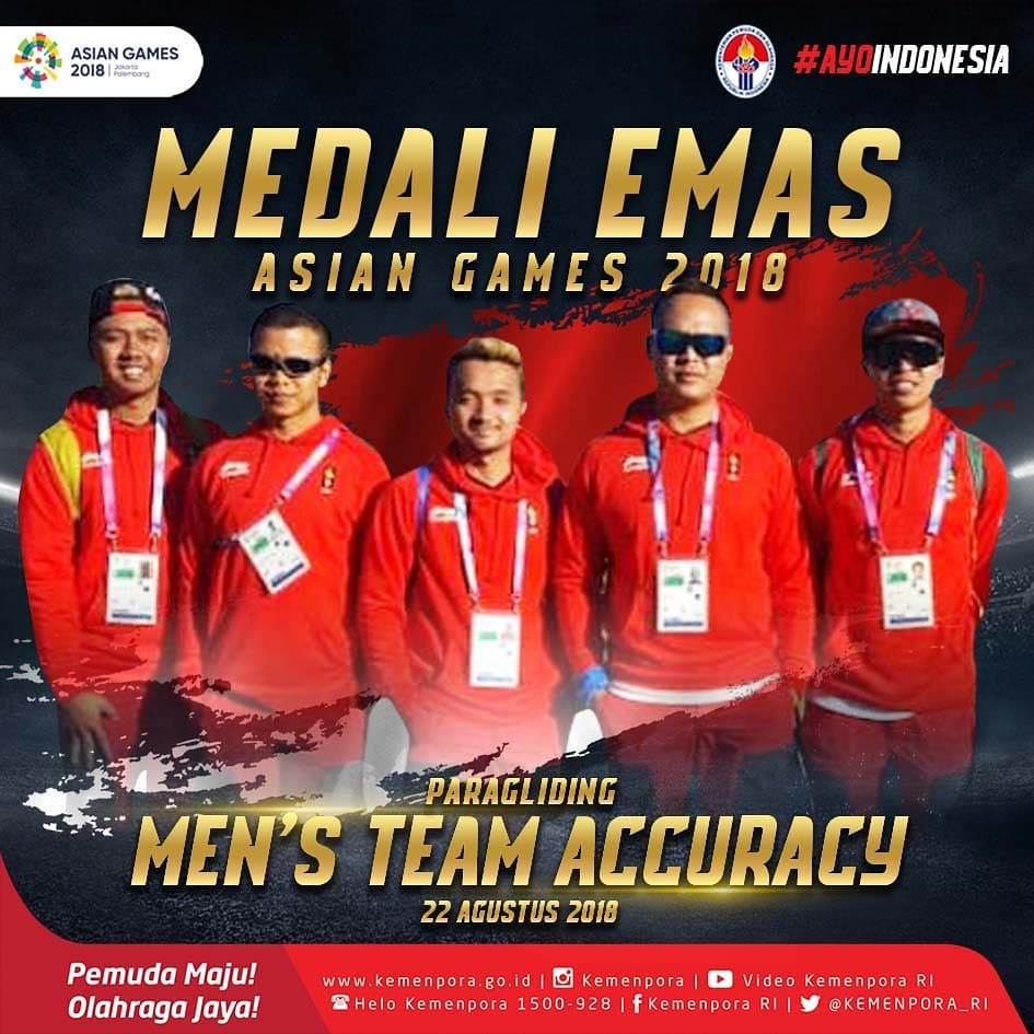 Timnas Paralayang Beregu Putra Persembahkan Medali Emas Untuk Indonesia