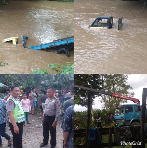 2 Truk Hanyut Terseret Air Bah di Sungai Sigara-Gara