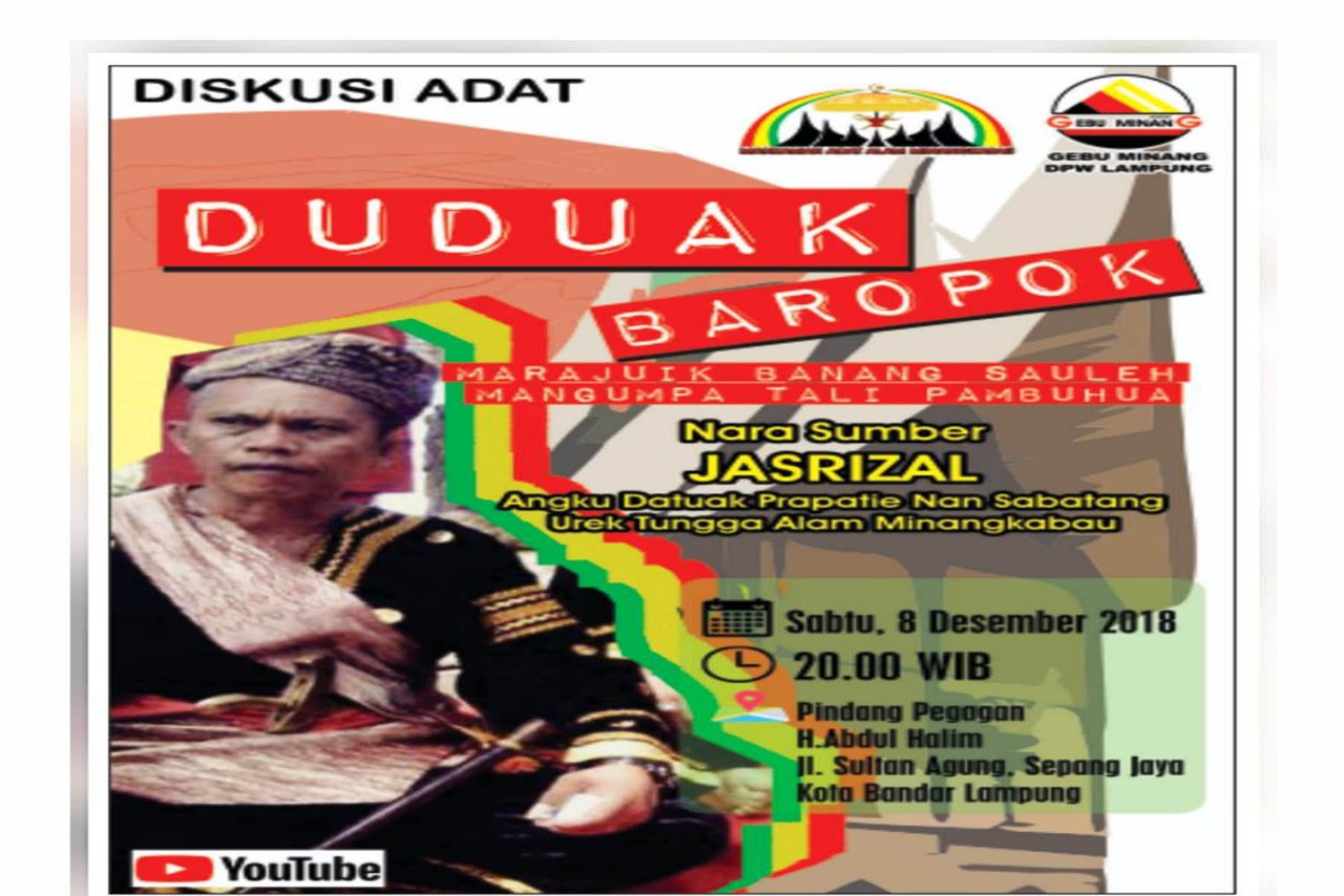 Jaga Eksistensi dan Tali Persaudaraan, DPW Gebu Minang Lampung Gelar Diskusi Adat Minangkabau