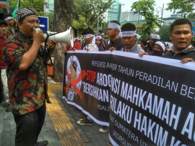 Aksi Unjuk Rasa Pemuda Muhammadiyah se-Kota Medan Gelar di PN
