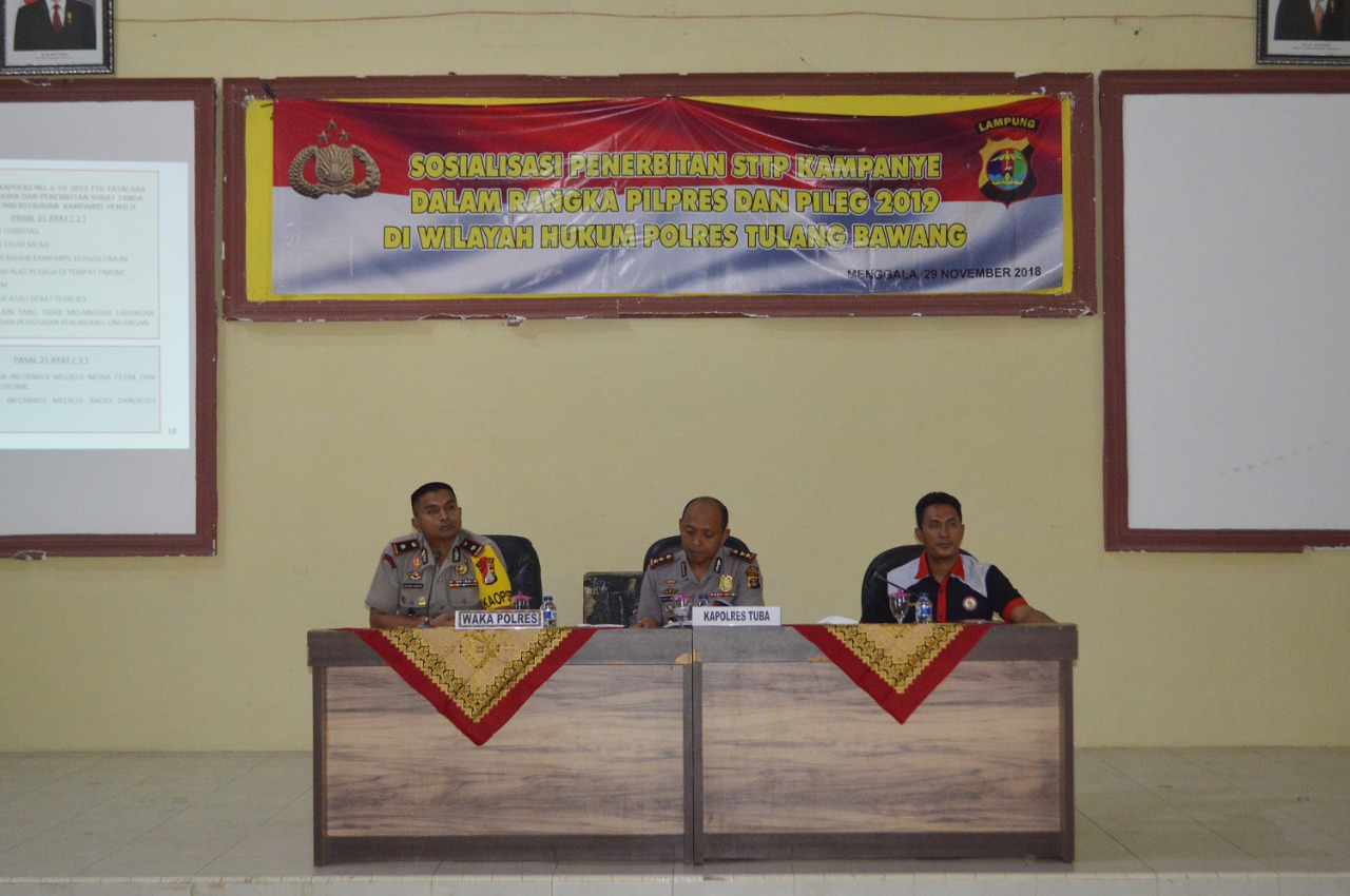 Sat Intelkam Polres Tulang Bawang Gelar Sosialisasi Penerbitan STTP Kampanye Pemilu 2019