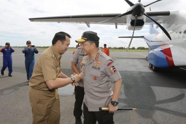 Gubernur dan Kapolda Lampung Dampingi Kapolri Tinjau Kebakaran Polres Lampung Selatan