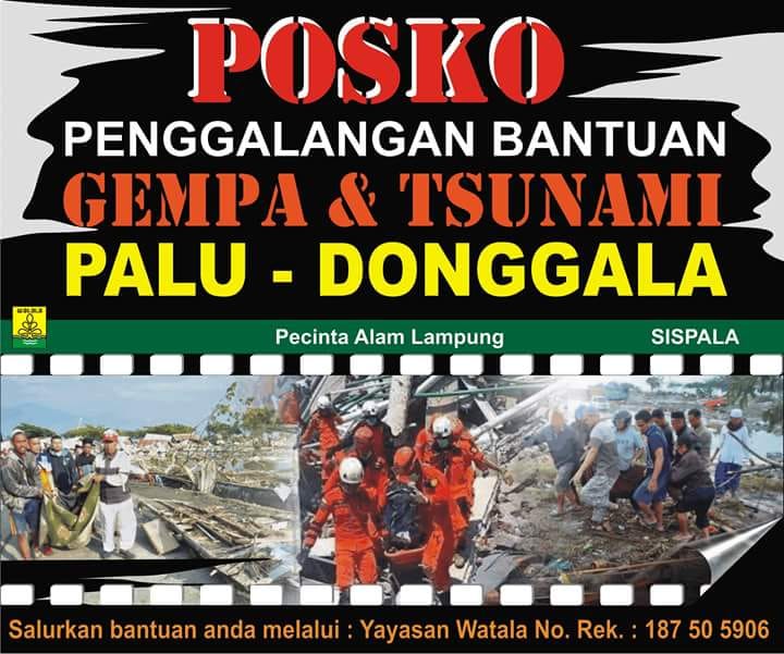 Forum Pecinta Alam Lampung Galang Dana Gempa Tsunami Palu Sigi Dongggala