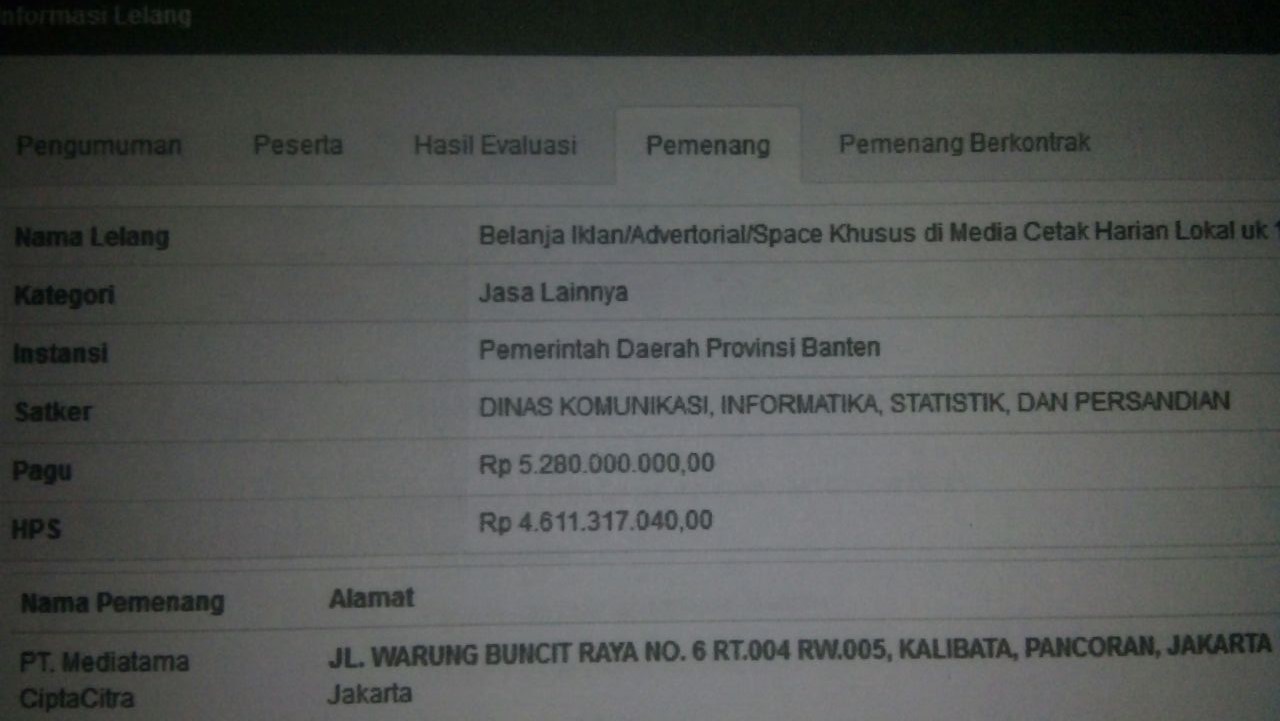 Di Tenggarai.”Rp 21 Miliar Untuk Koran Lokal, Tudingan Cash Back Dalam Penunjukkan Agency”