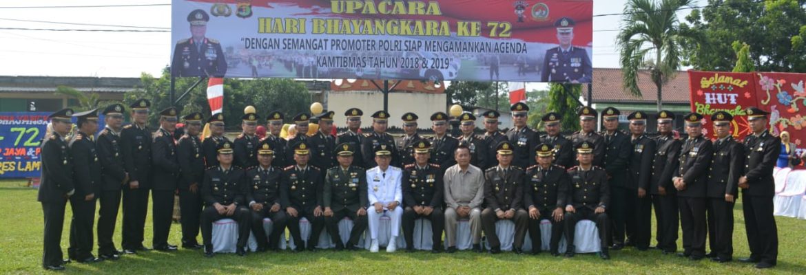 Polres Lamtim Gelar Upacara Peringati HUT Bhayangkara Ke-72