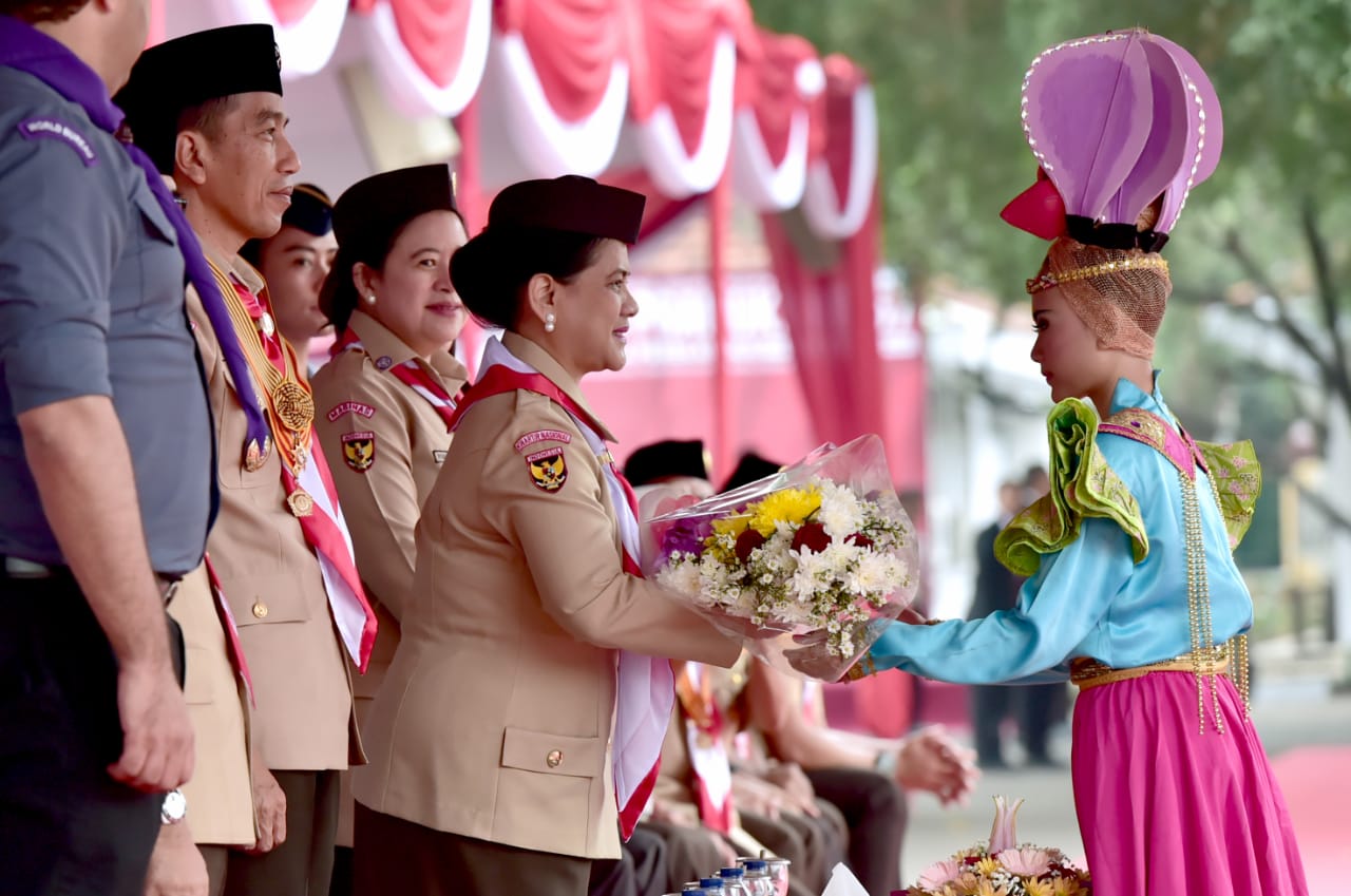 Presiden Hadiri Upacara Peringatan Hari Pramuka Ke-57 di Cibubur