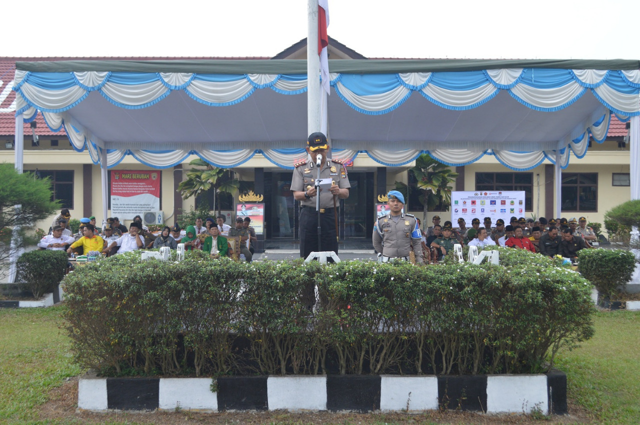 Kepolisian Resor (Polres) Tulang Bawang Laksanakan Apel Gelar Pasukan Operasi Mantap Brata Krakatau 2018