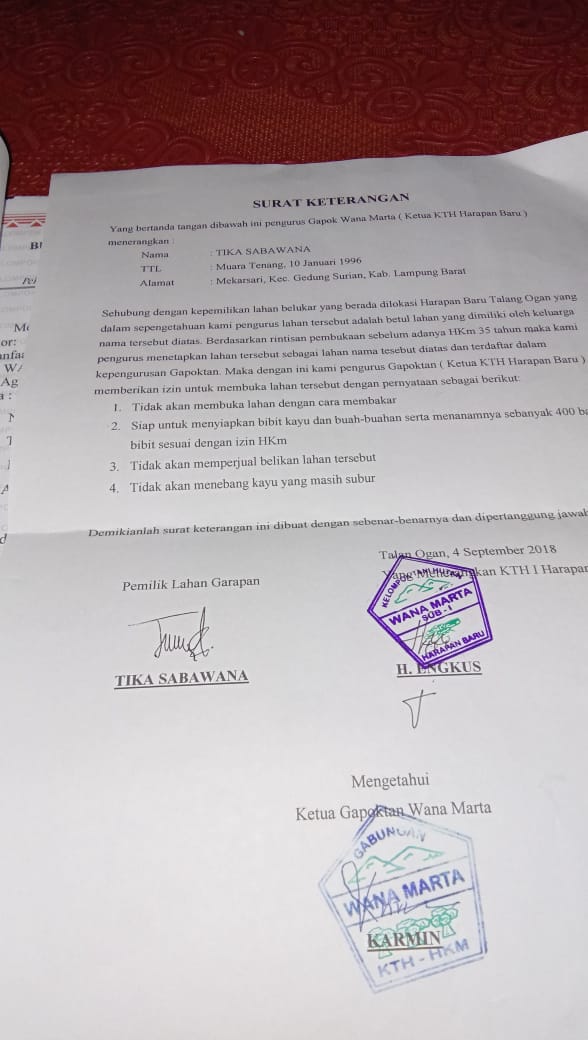 Ketua Gapoktan Wana Marta Diduga Legalkan Tebas dan Bakar Hutan Kawasan Zona Lindung