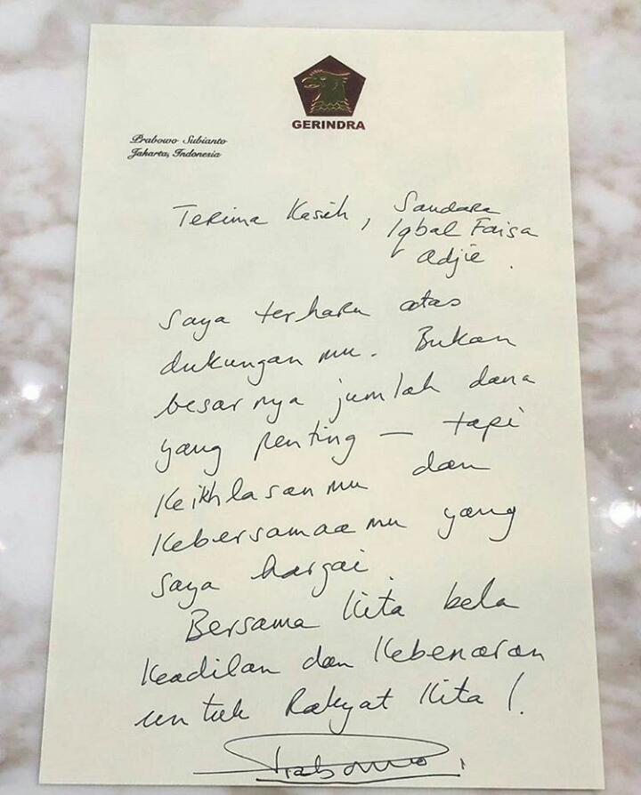 Prabowo Apresiasi Pendukung Beri Sumbangan Rp20.000