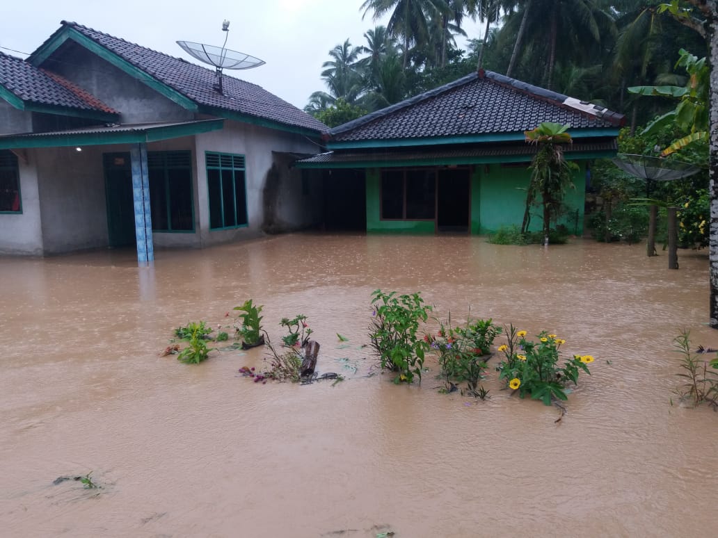 Pekon Karang Rejo Terendam Banjir Lantaran Sungai Way Semaka Meluap
