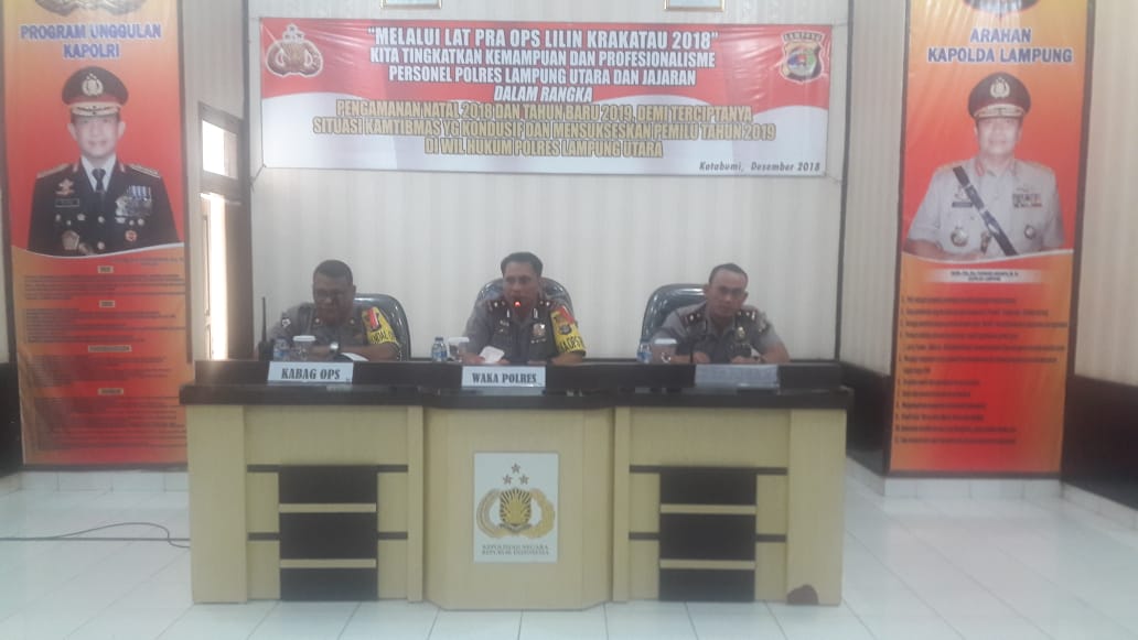Jelang Natal dan Tahun Baru 2019, Polres Lampung Utara Gelar Lat Pra Ops Lilin Krakatau 2018