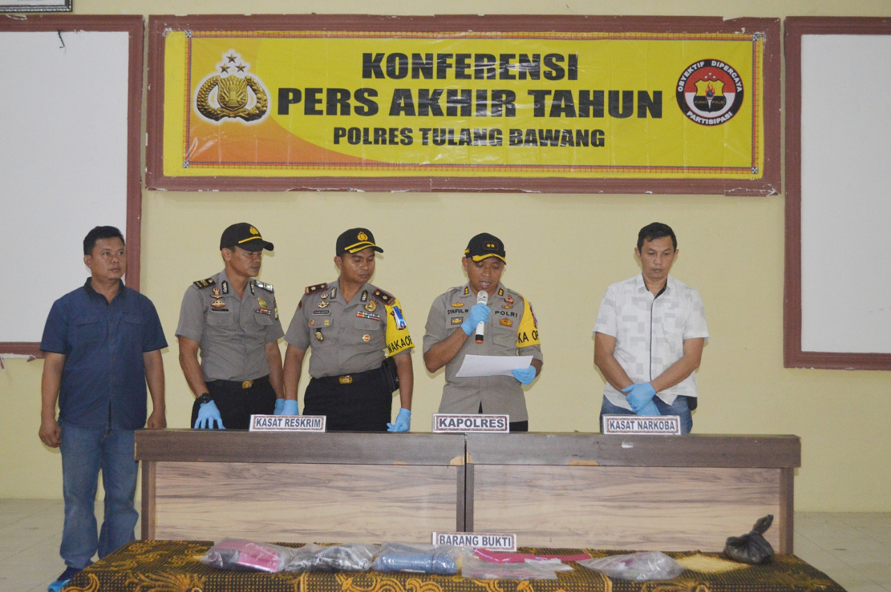 Rilis Akhir Tahun 2018, Reskrim Polres Tulang Bawang Uangkap 82% Kasus