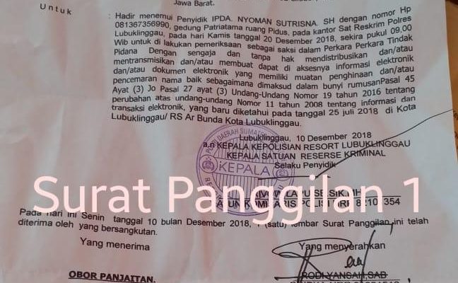 Diduga Tak Paham UU Pers, Pimred Obor Keadilan Dilaporkan Pimpinan RS AR Bunda ke Polres Lubuklinggau