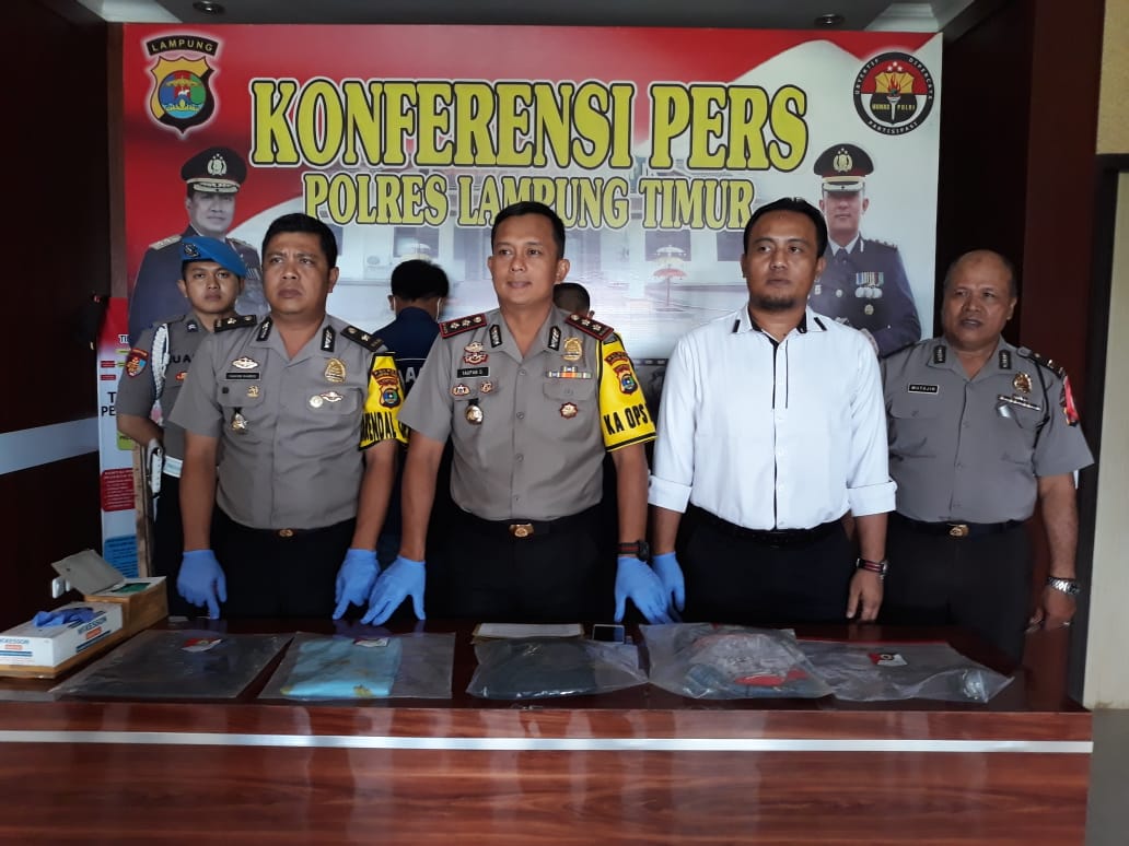 Polres Lampung Timur,  Rilis Kasus Perkosaan Remaja Dikamar Mandi Masjid