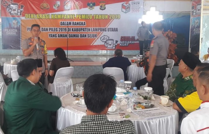 Polres Lampura Prakarsai Deklarasi Damai Pemilu Serentak 2019