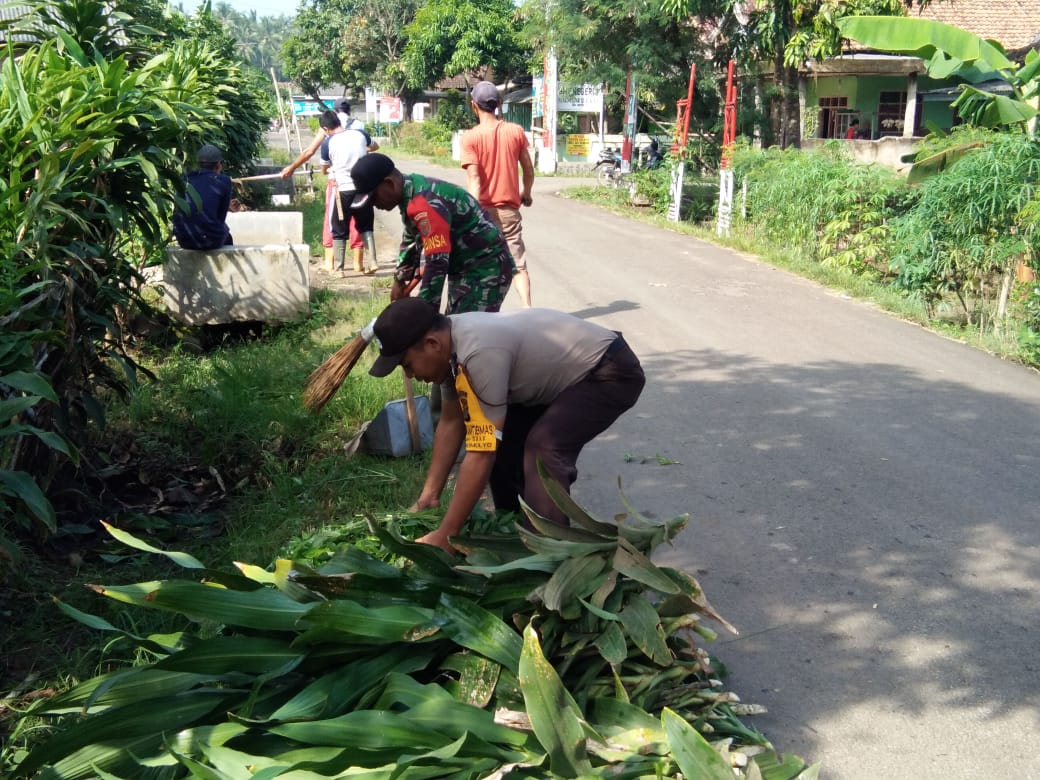 Antisipasi DBD Bhabinsa Kodim Lampung Selatan Ajak Warga Siring Jaha Gotong Royong