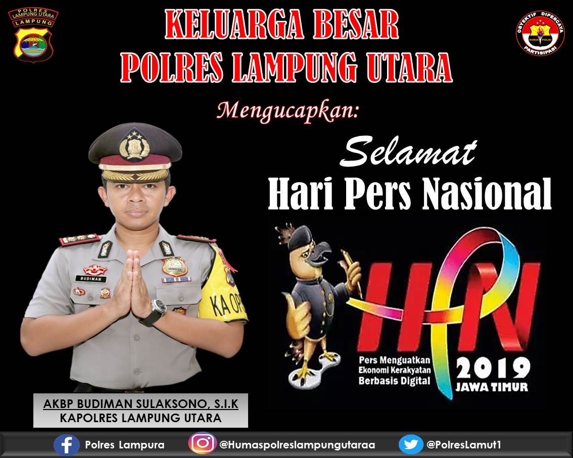 Hari Pers Nasional, Polres Lampung Utara Ikut Lepas Kontingen PWI Ke Surabaya