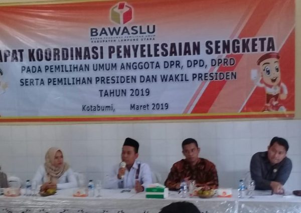 Bawaslu Lampura Rapat Koordinasi Penyelesaian Sengketa Pemilihan Umum 2019