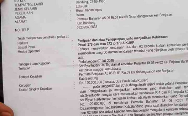 Oknum Anggota Lantas di Laporkan Pacarnya ke Polisi Kasus Penipuan