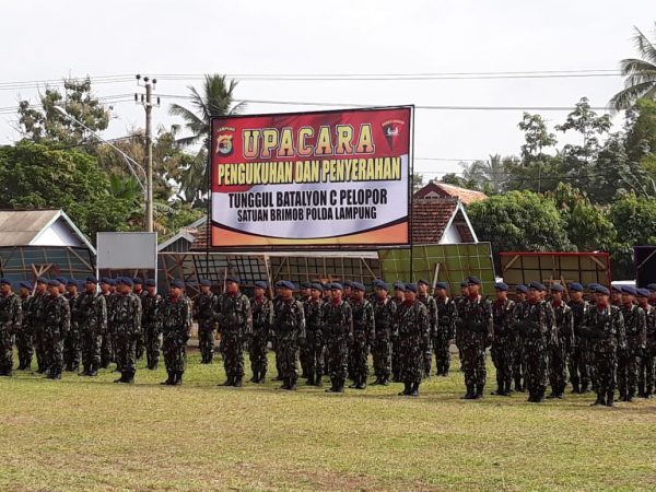 Bataliyon C Pelopor Sat Brimob Polda Lampung Abung Selatan di Kukuhkan