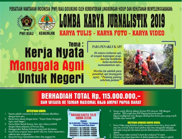 PWI Riau-KLHK Gelar LKJ Berhadiah Rp115 Juta
