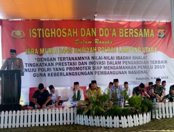 Peringati Isra Mi’raj 1440 H, Polres Lampung Utara Gelar Istighosah dan Doa Bersama