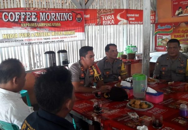 Kapolres Lampung Utara Coffee Morning Bersama Media