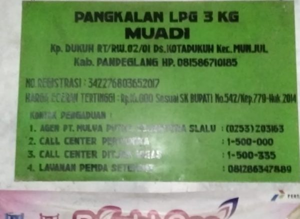 Pangkalan Lpg 3 kg Muadi Desa Kota Dukuh Diduga Jual diatas HET