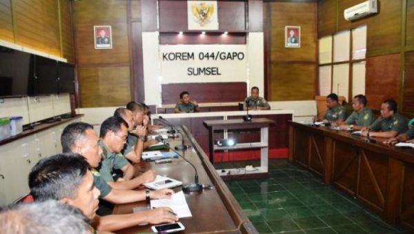 Danrem 044/Gapo Pimpin Rapat Persiapan Safari Romadhan Pangdam II Mayjen Irwan 