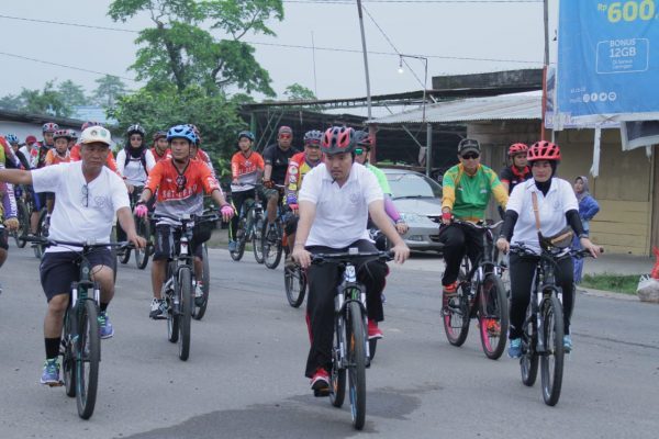 HUT Bhayangkara ke-73 Polres Muba dimeriahkan Funbike, Gerak Jalan dan Senam Bersama