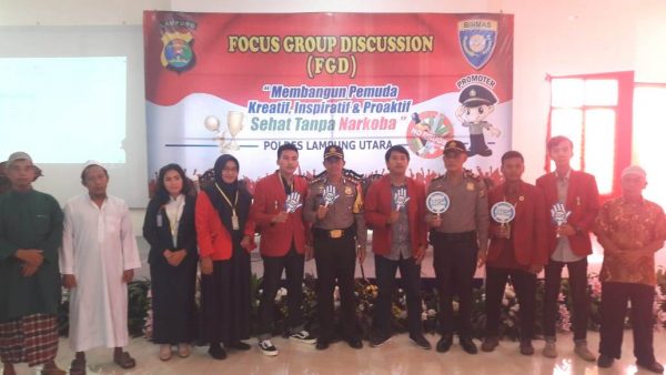 Bangun Pemuda Kreatif, Inspiratif dan Proaktif Sehat Tanpa Narkoba, Polres Lampura Gelar FGD
